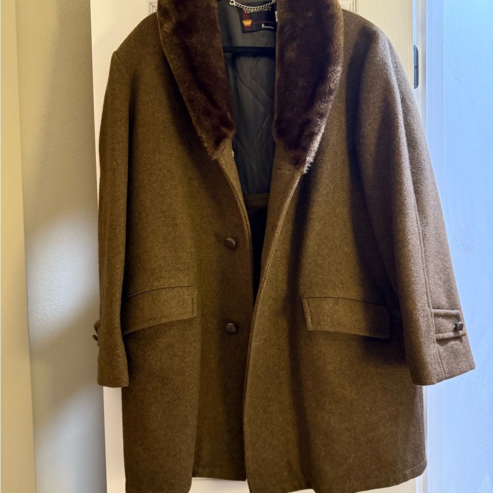Towncraft Brown Coat with Faux Fur Collar